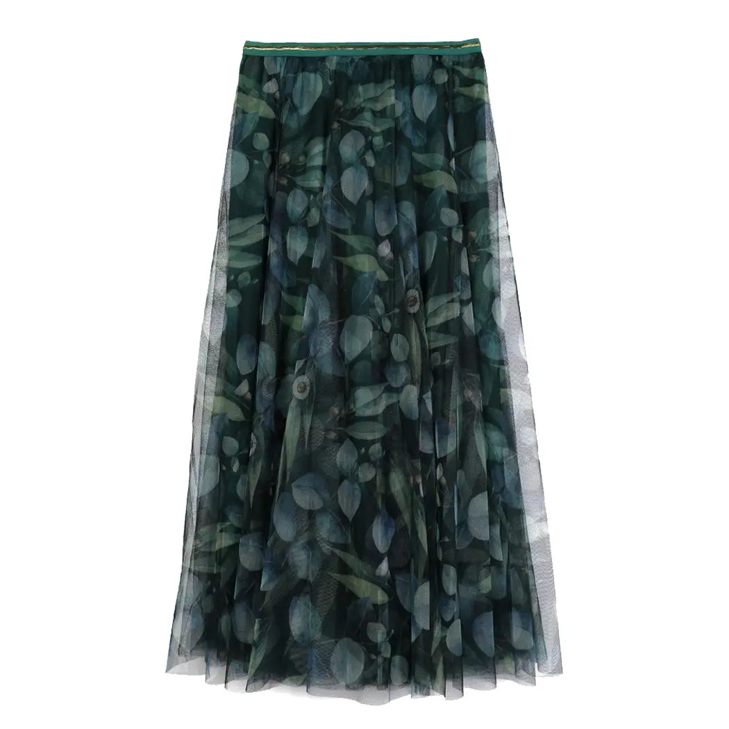 Tulle Layer Skirt in Botanical Print