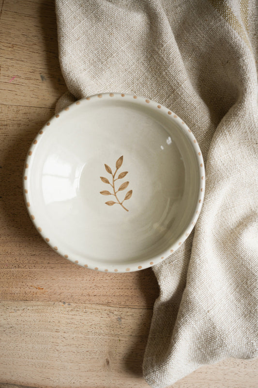 Hand Painted Botanic Snack Bowl - Taupe