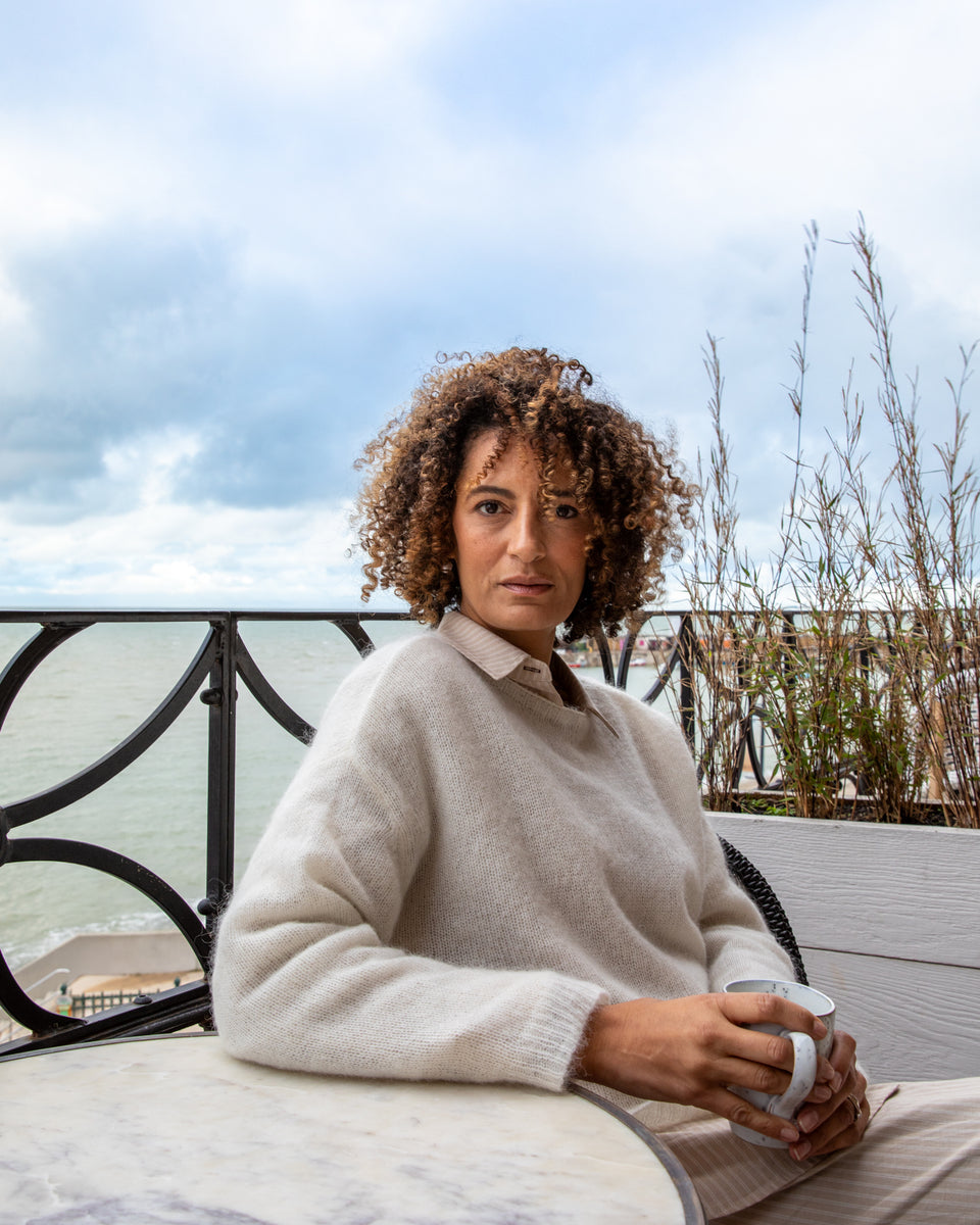 Chalk | Megan Top | Lightweight Mohair| Ivory