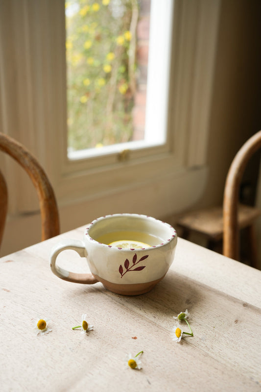 Hand Painted Botanic Tea Cup - Brick
