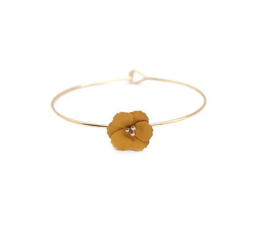 Small Flower Bangle Bracelet | Gold | Mustard