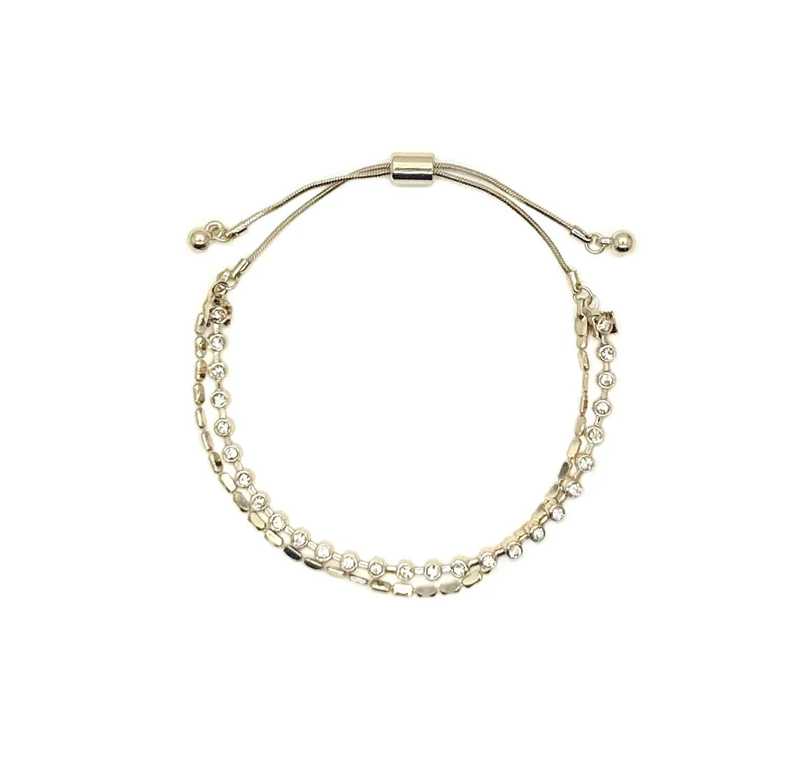 Layered Glass Stone Slider Bracelet | Gold