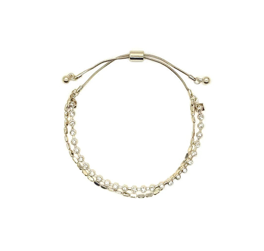 Layered Glass Stone Slider Bracelet | Gold