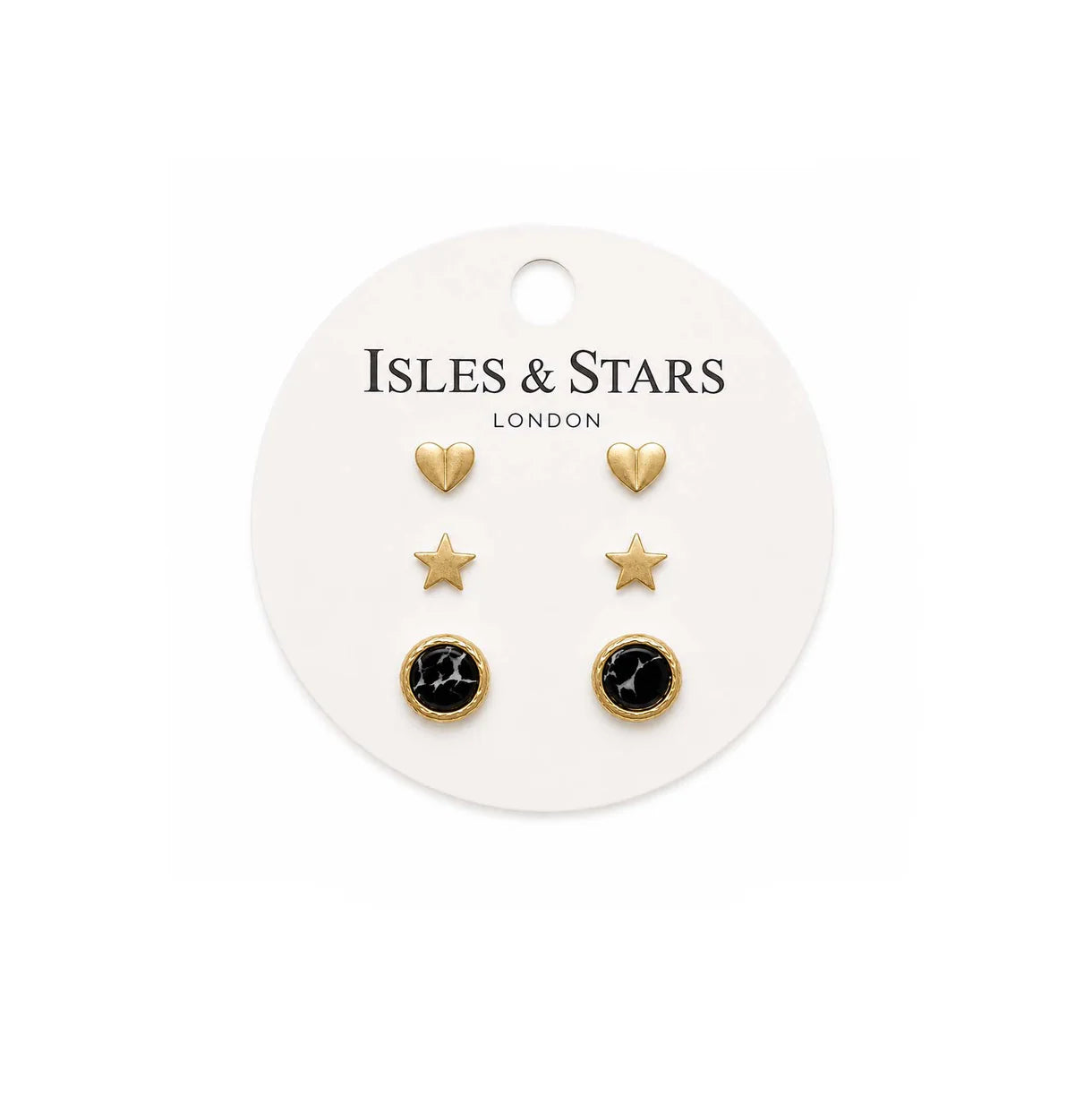 3 Sets of Stud Earrings | Gold | Black