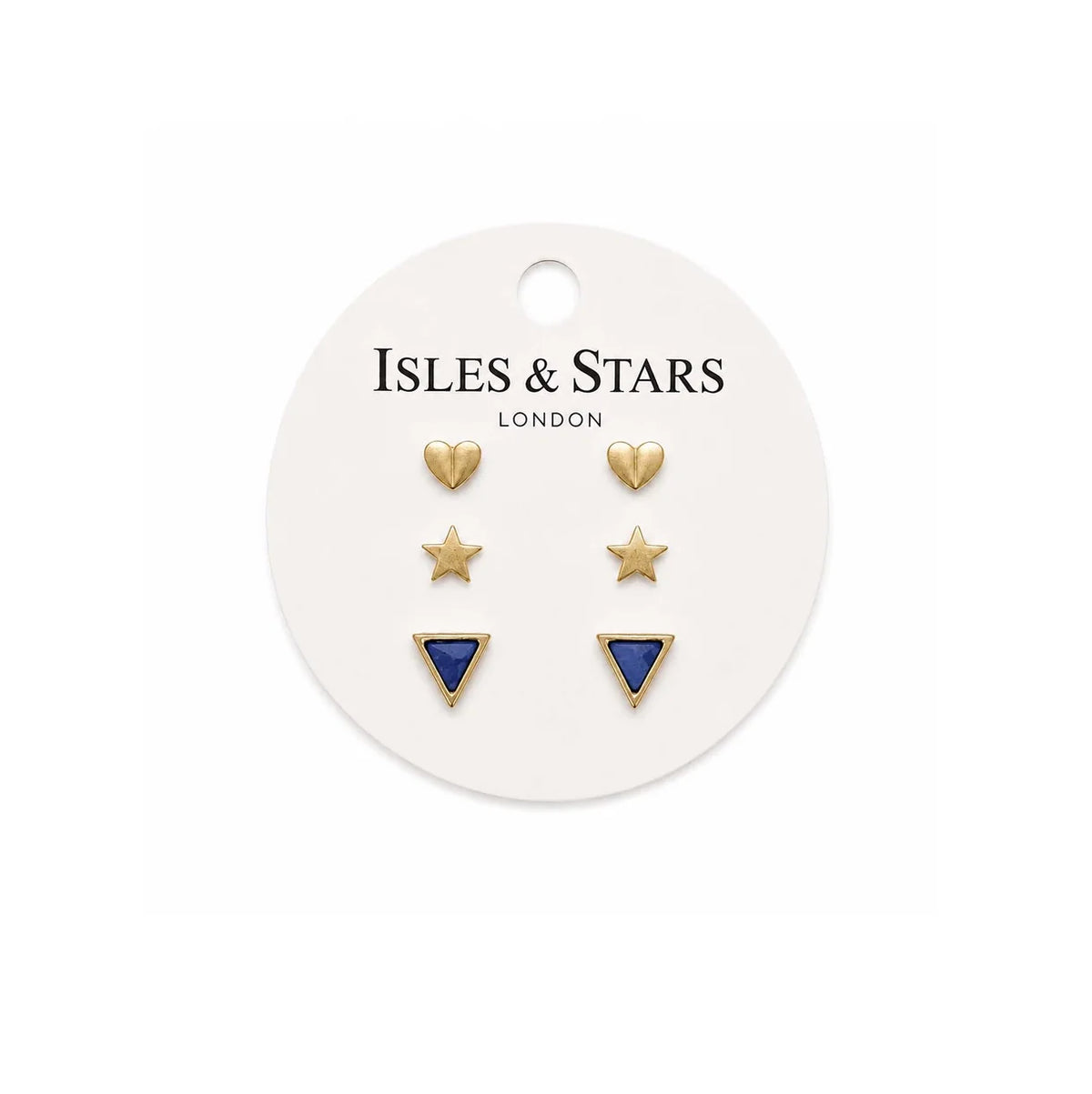 3 Sets of Stud Earrings | Gold | Navy