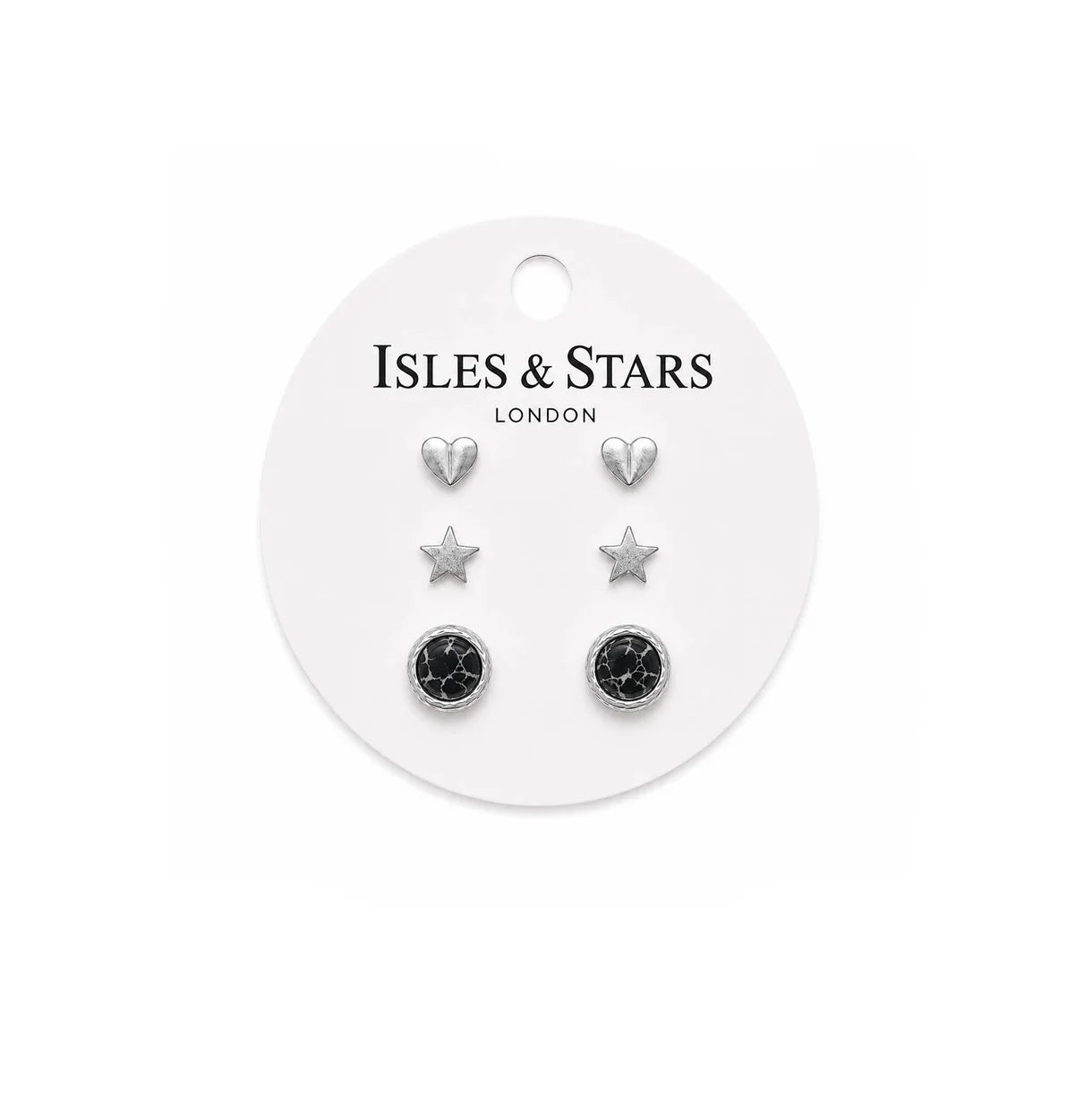 3 Sets of Stud Earrings | Silver | Black
