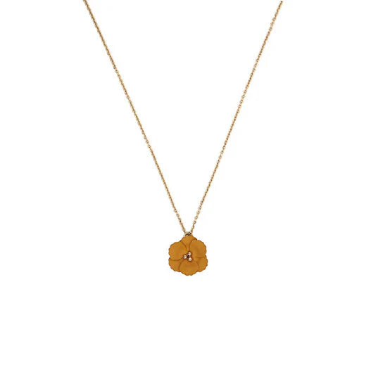 Coloured Small Flower Pendant Necklace | Gold | Mustard