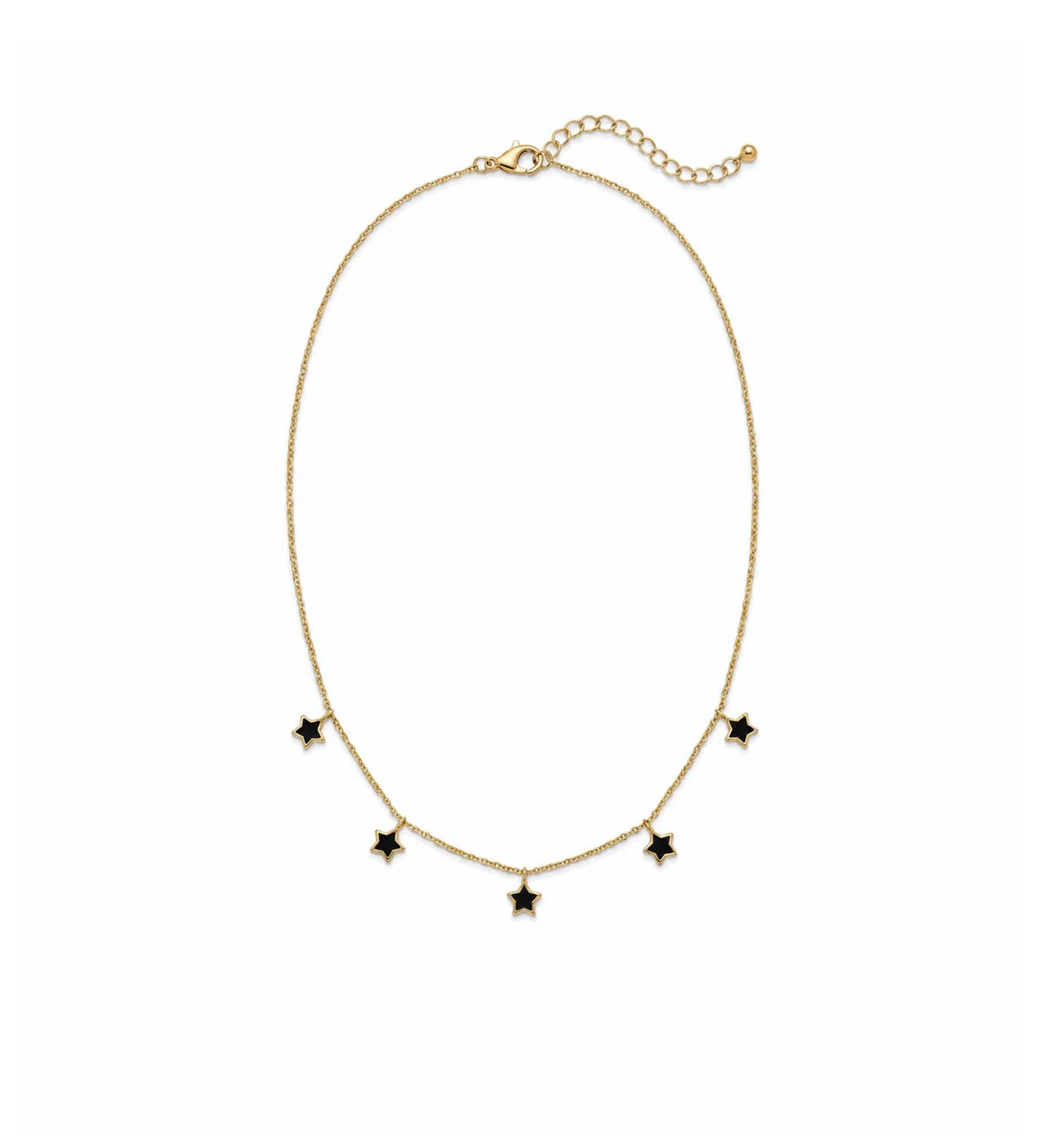 Five Enamel Coloured Stars Necklace | Gold | Black