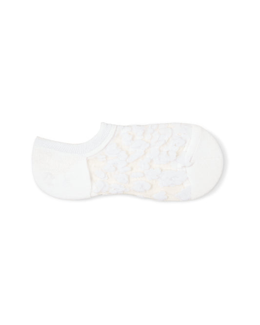 Chalk | Leopard No Show Sock | White