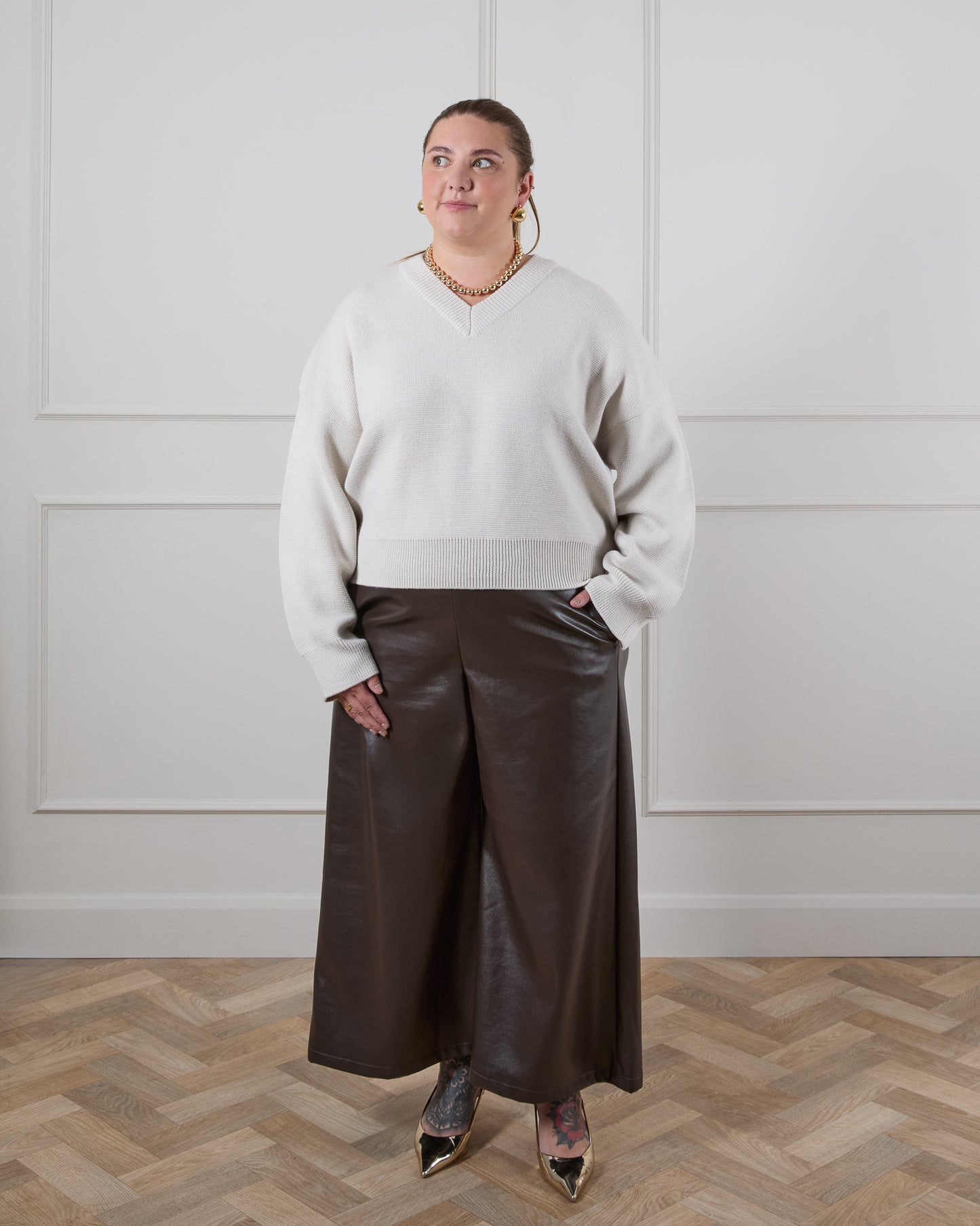 Darcy Faux Leather Trousers | Brown