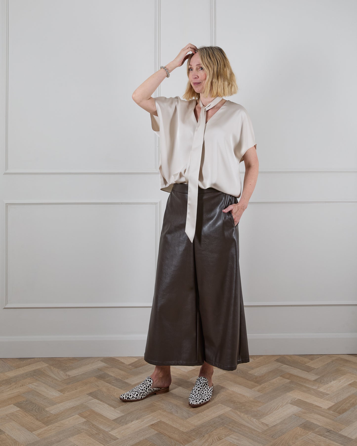 Darcy Faux Leather Trousers | Brown