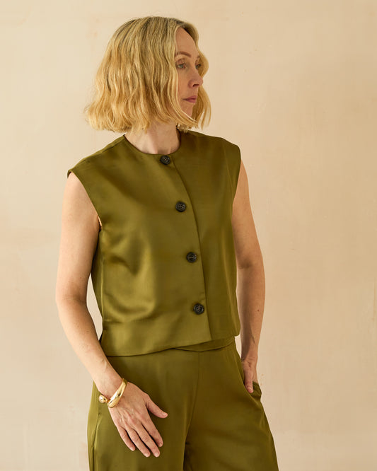 Chalk | Sally Waistcoat | Avocado