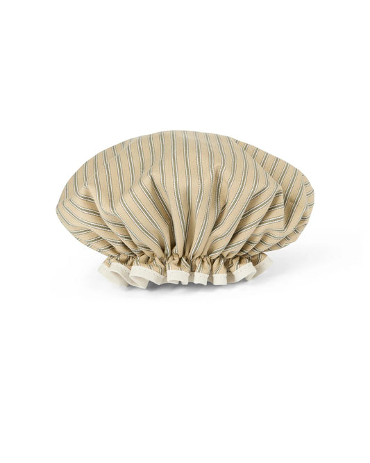 Ethel Shower Hat | Ticking Stripe | Antique Khaki