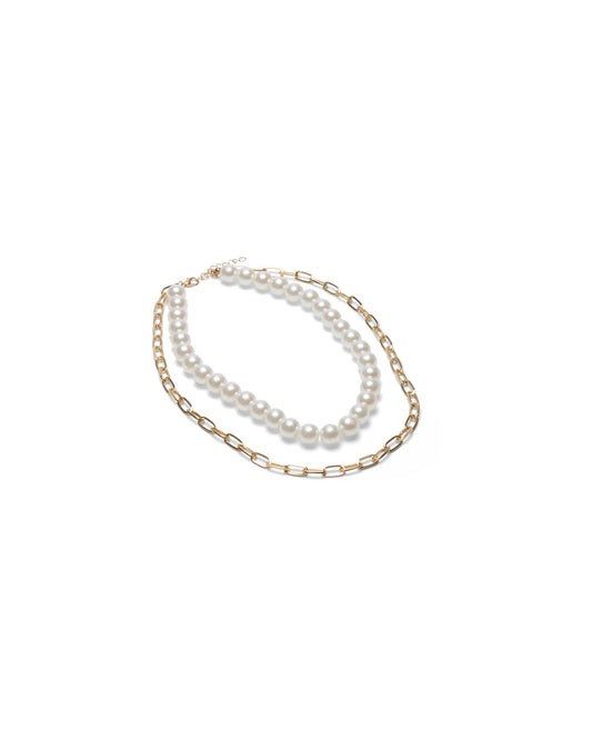 Chalk | Rochester Pearl Chain Necklace | Gold/Pearl