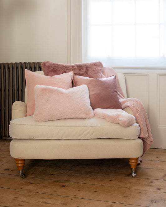 Oblong Cushion | Luxury Fur | Soft Pink