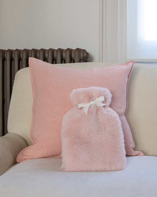 Teddy Hot Water Bottle | Luxury Fur | Soft Pink