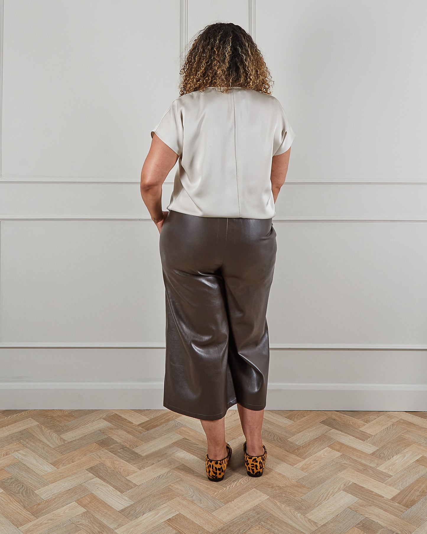 Darcy Faux Leather Trousers | Brown