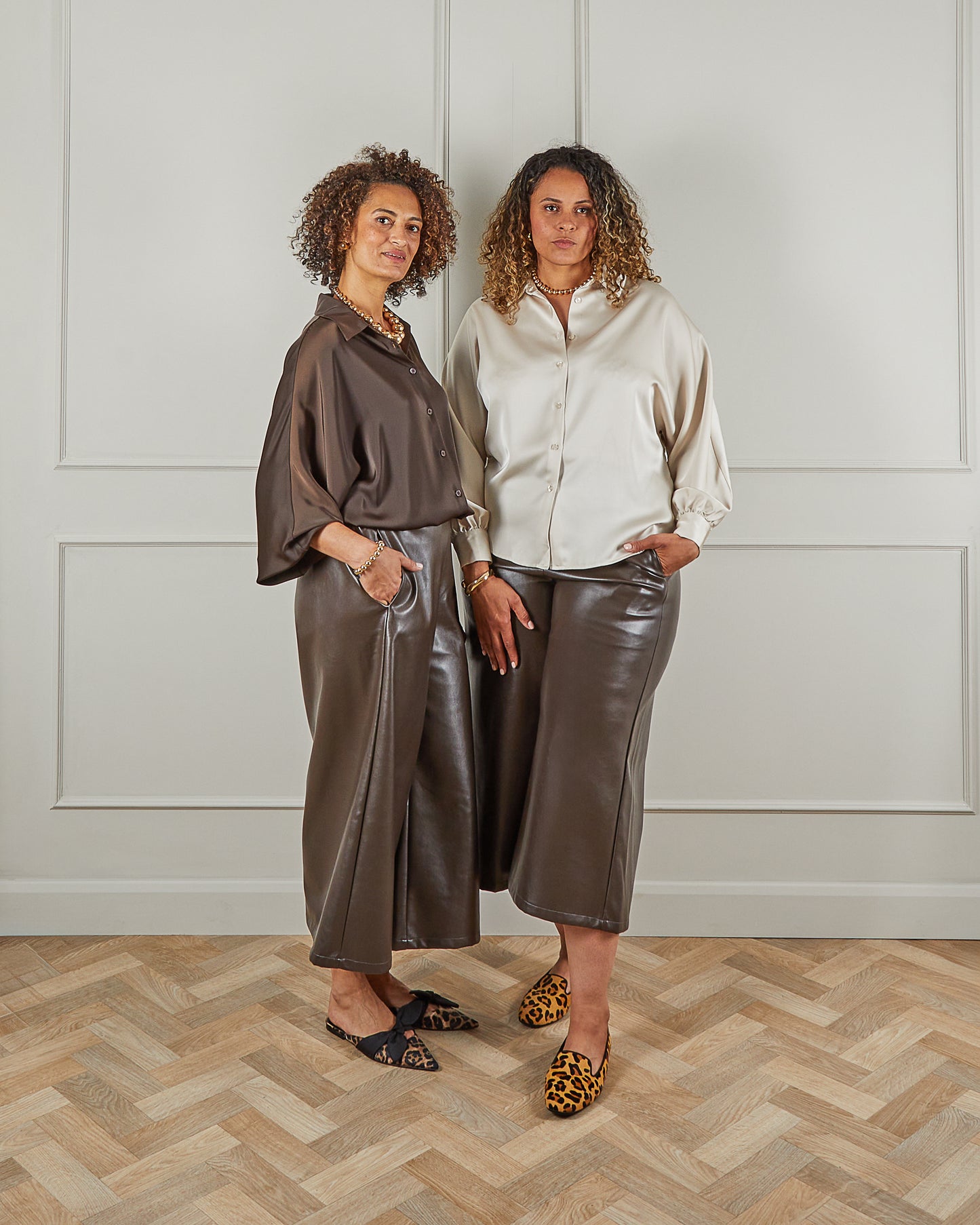 Darcy Faux Leather Trousers | Brown