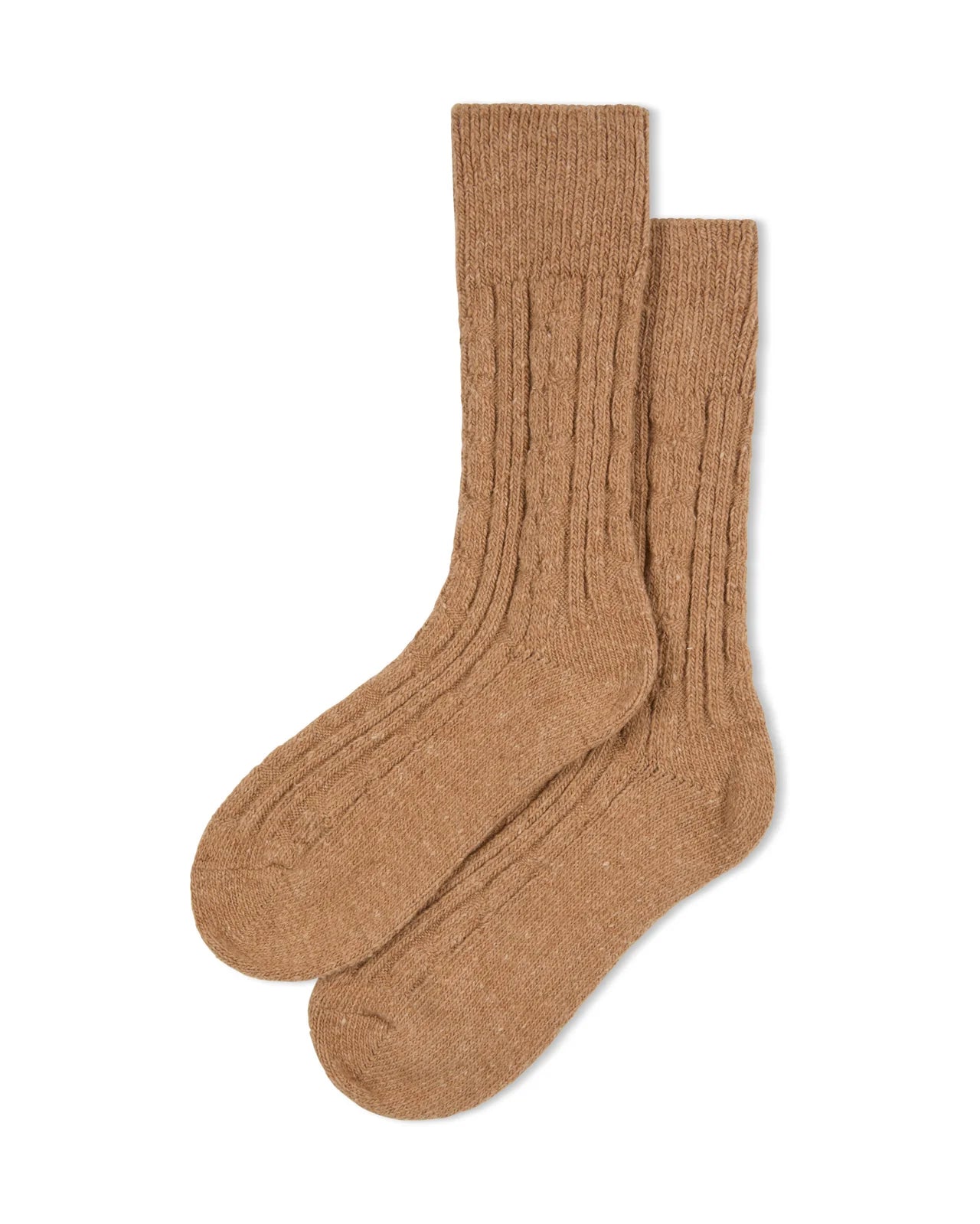 Chalk | Wool Cable Sock | Camel