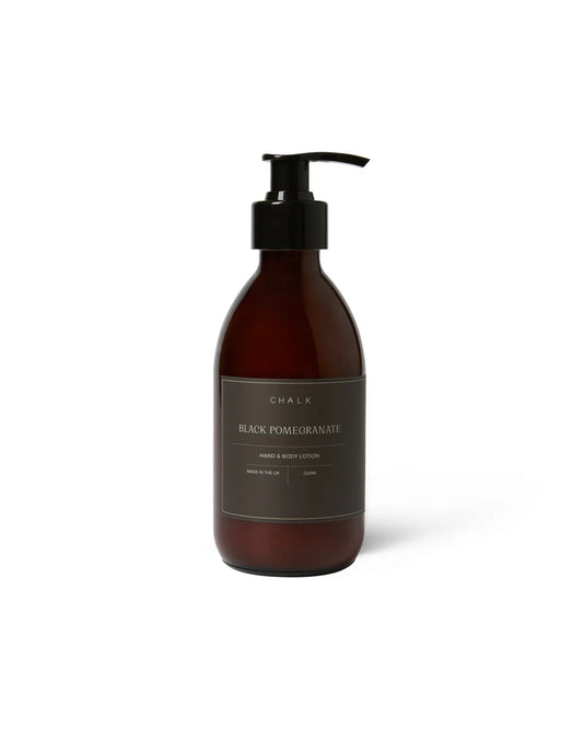 Chalk | Amber Glass Hand & Body Lotion | Black Pomegranate | 250ml