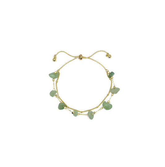 Double Layered Stone Slider Bracelet | Gold | Green
