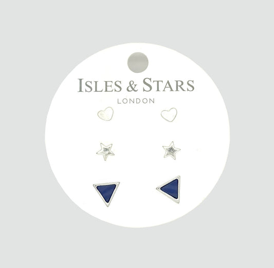 3 Sets Of Stud Earrings | Silver