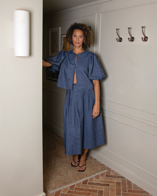 Chalk | Gloria Skirt | Dark Denim