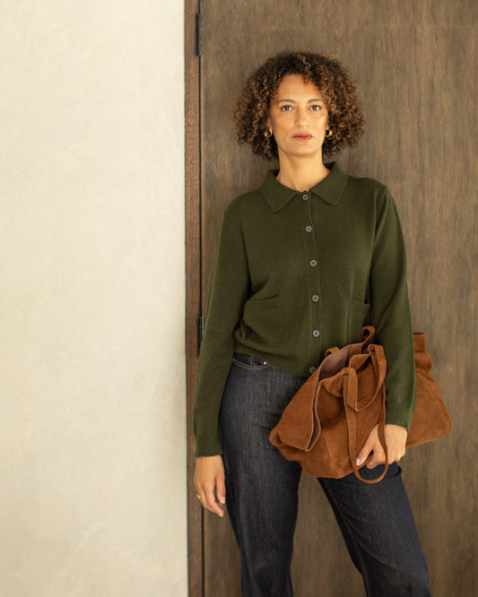Chalk | Eden Cardigan | Dark Olive