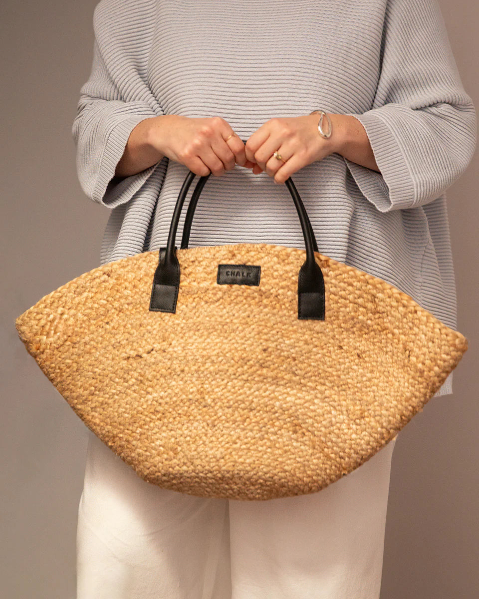 Chalk | Bromley Jute Bag | Natural/Black