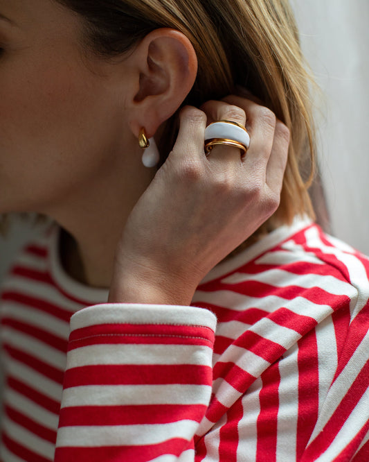 Chalk | Adjustable Enamel Ring | White