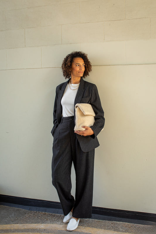Chalk | Drew Blazer | Dark Charcoal Pinstripe