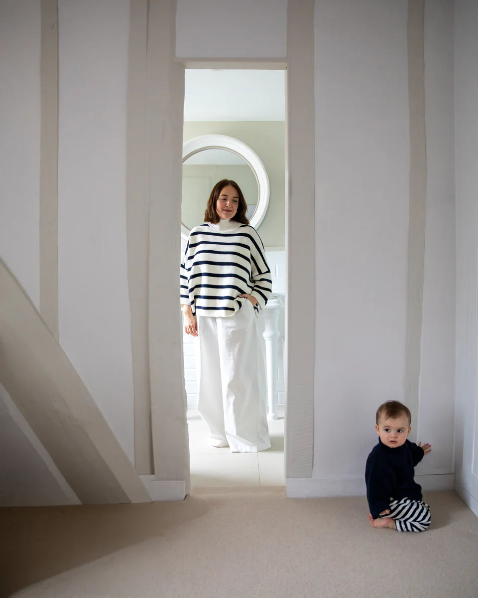 Chalk | Vicki Jumper | Stripe | Navy/Ivory