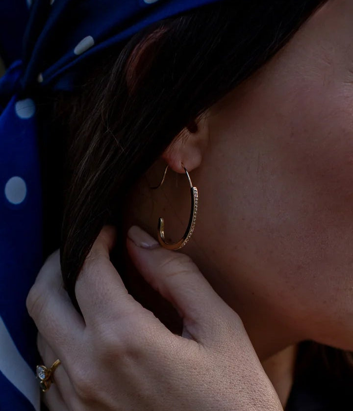 Chalk | Rhinestone Hoop Earrings | Gold