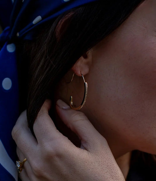 Chalk | Rhinestone Hoop Earrings | Gold