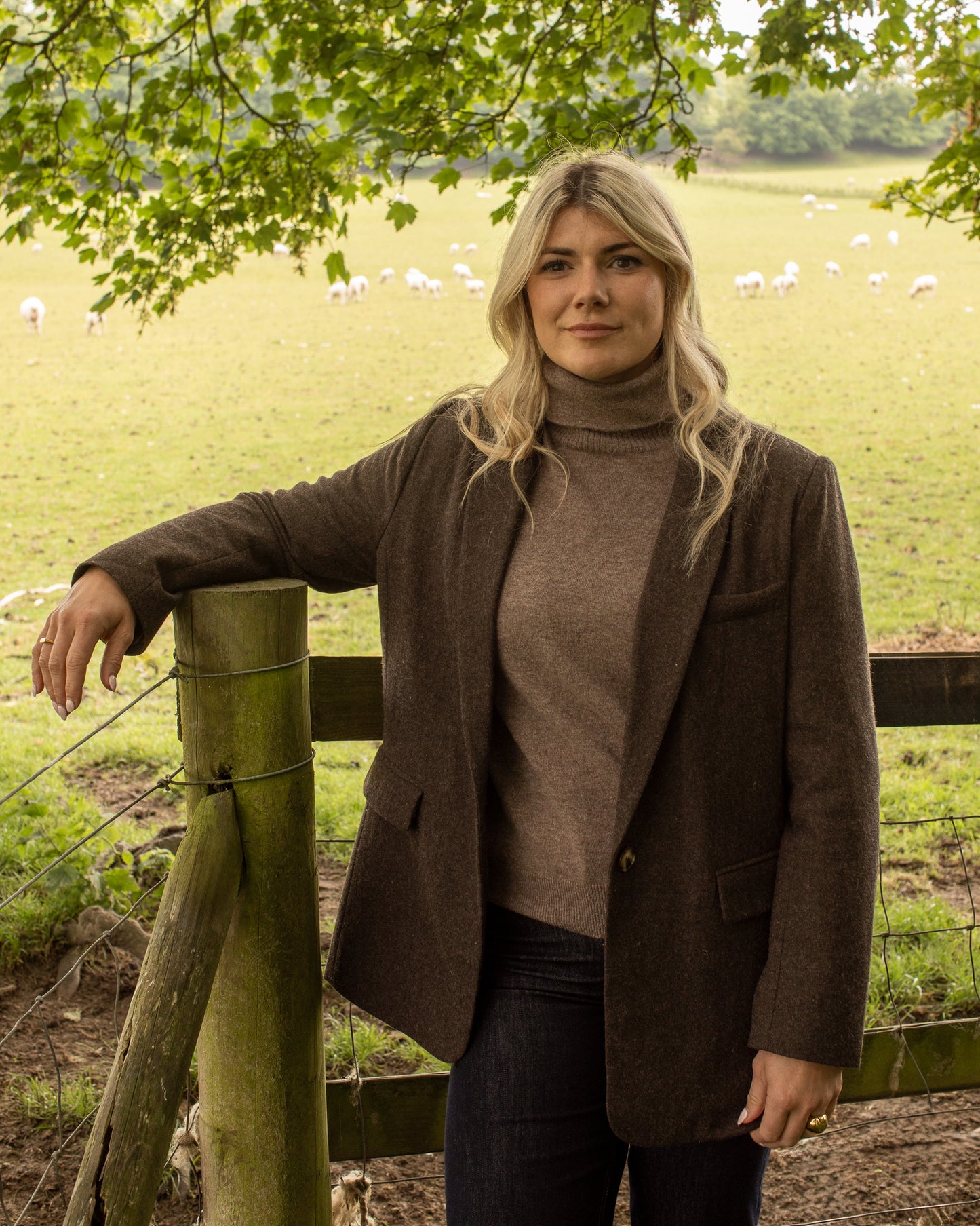 Chalk | Martha Roll Neck Wool Jumper | Dark Biscuit