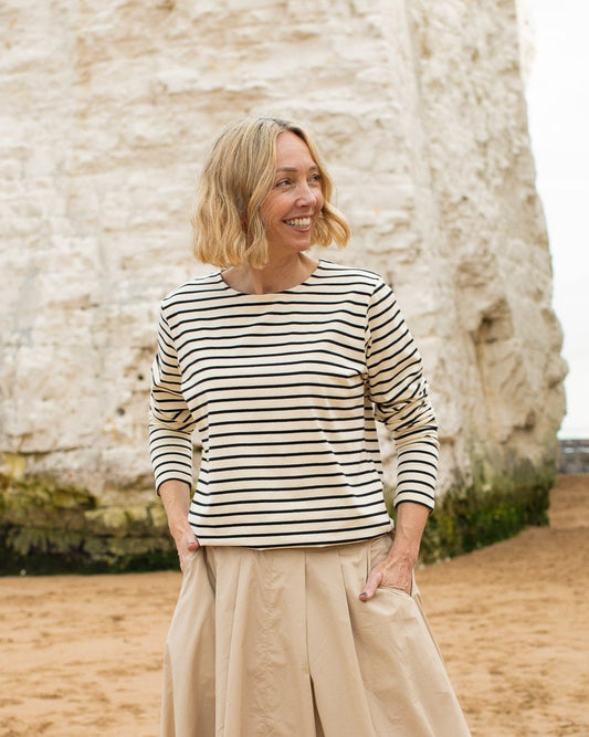 Chalk | Fleur Stripe T Shirt | Black/Cream