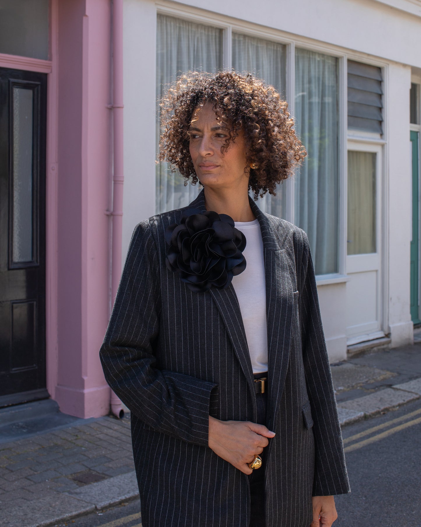 Chalk | Hove Flower Brooch | Black