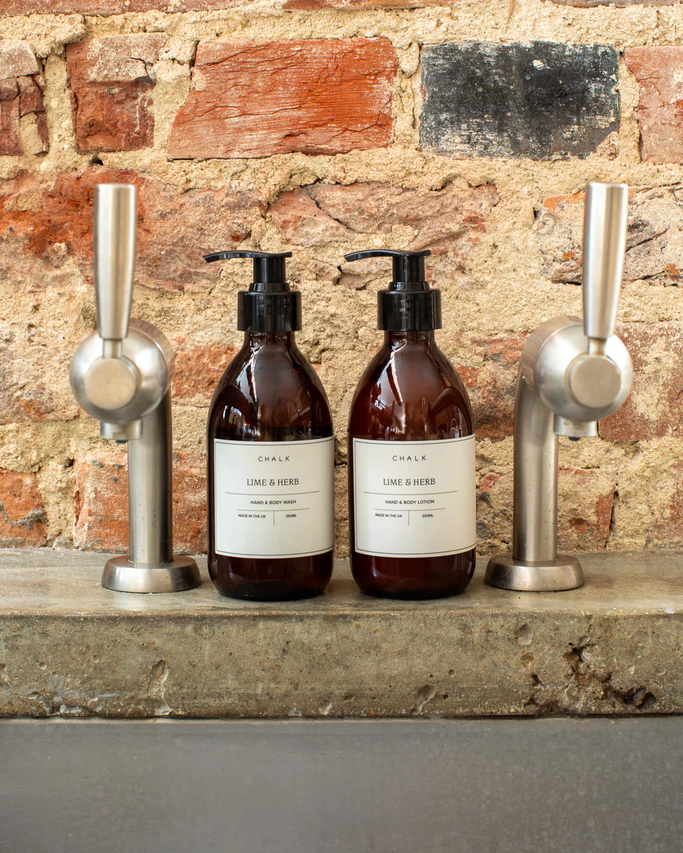 Chalk | Amber Glass Hand & Body Lotion | Lime & Herb | 250ml