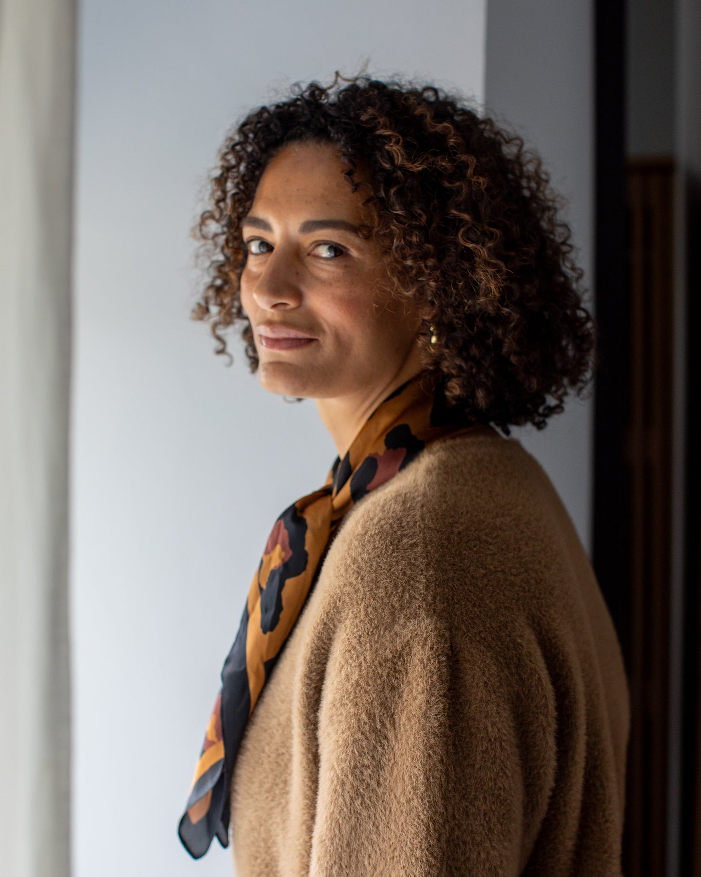 Chalk | Luna Scarf | Large Leopard Print