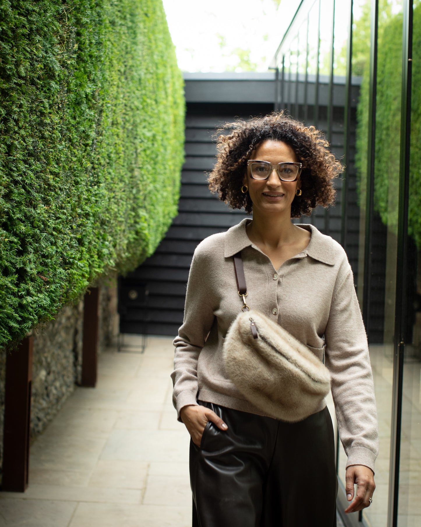 Chalk | Fulham Sling Bag | Faux Fur