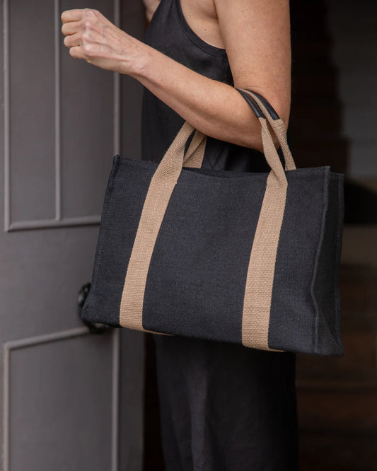 Chalk | Hackney Woven Bag | Black/Beige