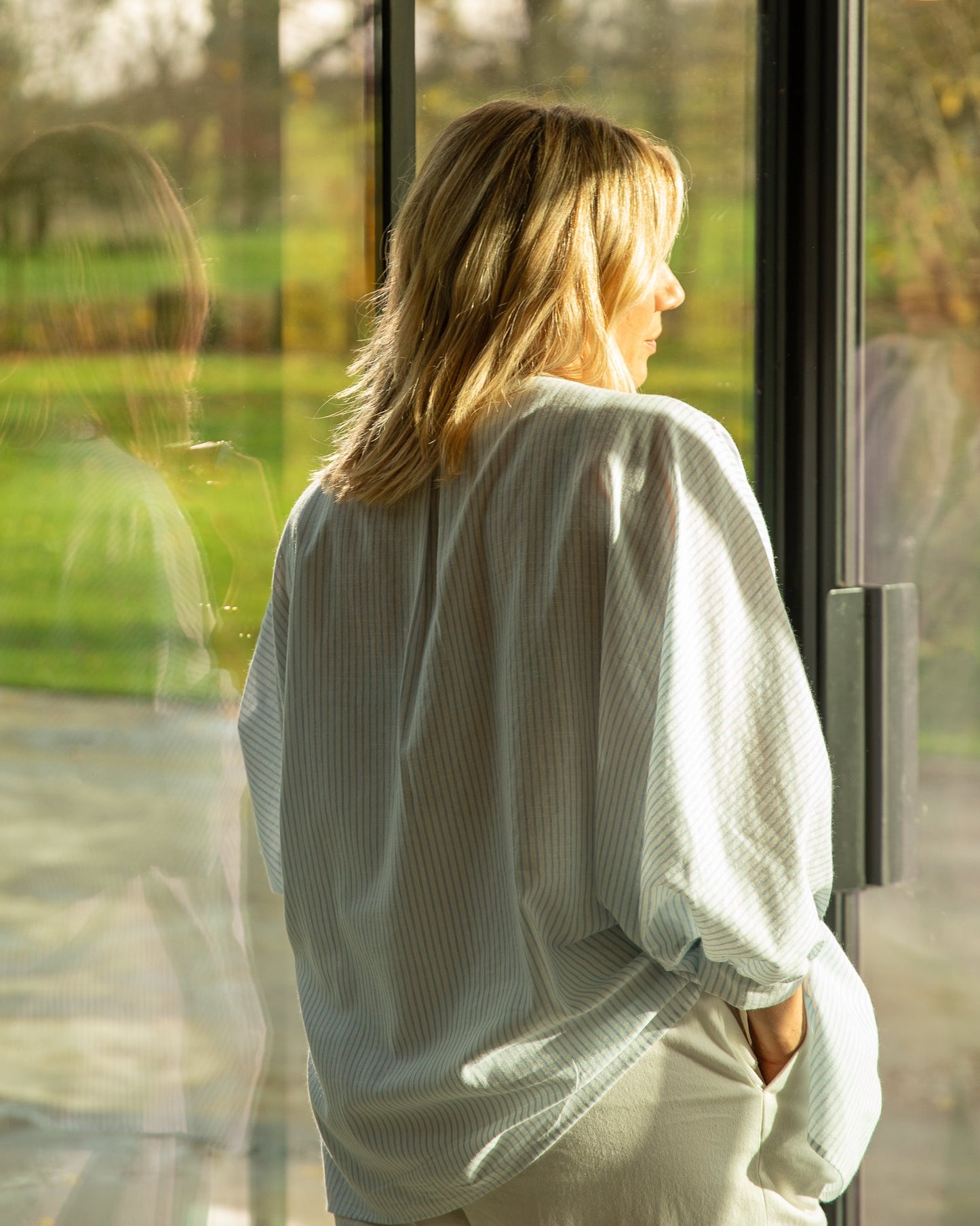 Chalk | Scarlett Stripe Shirt | Blue/Ecru