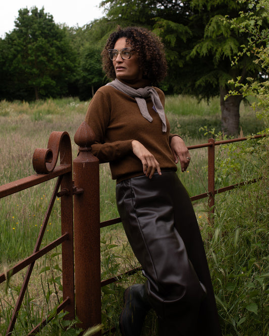 Chalk | Jane Triangle Scarf | Dark Biscuit