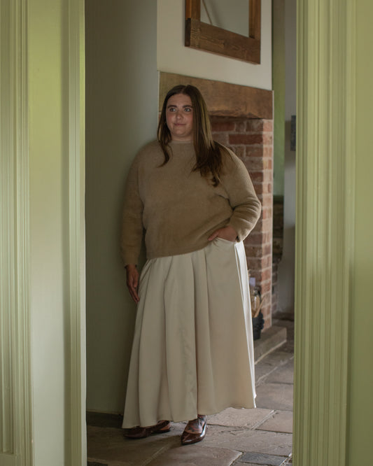 Chalk | Audrey Skirt | Satin | Champagne