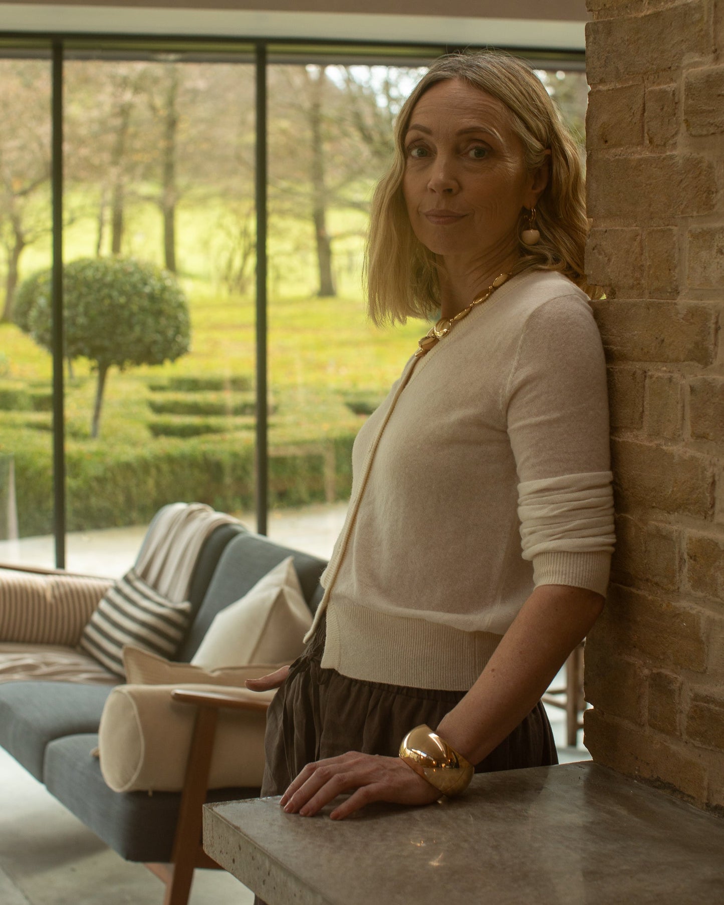 Chalk | Enamel Ball Earring | Cream