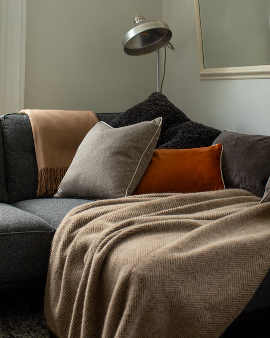 Chalk | Jasper Square Cushion | Tweed | Heather