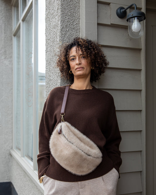 Chalk | Fulham Sling Bag | Faux Fur