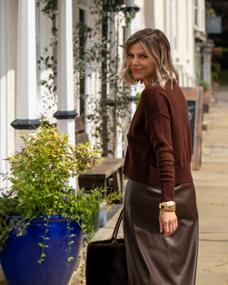 Chalk | Andrea Cardigan | Chocolate