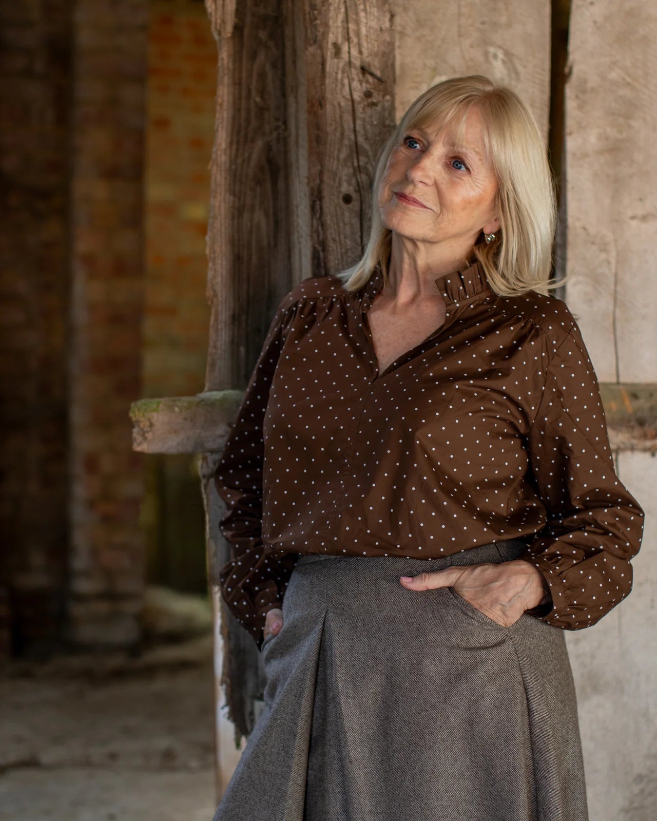 Chalk | Greta Shirt | Spot | Brown