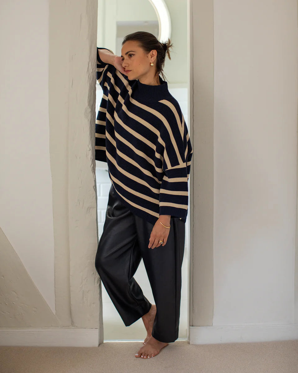Chalk | Vicki Jumper | Stripe | Navy/Sand